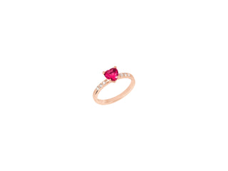 ANELLO 100% AMORE DODO ORO ROSA 9K, RUBINO DIAMANTI DAC3001-HEART-DSR9R-52